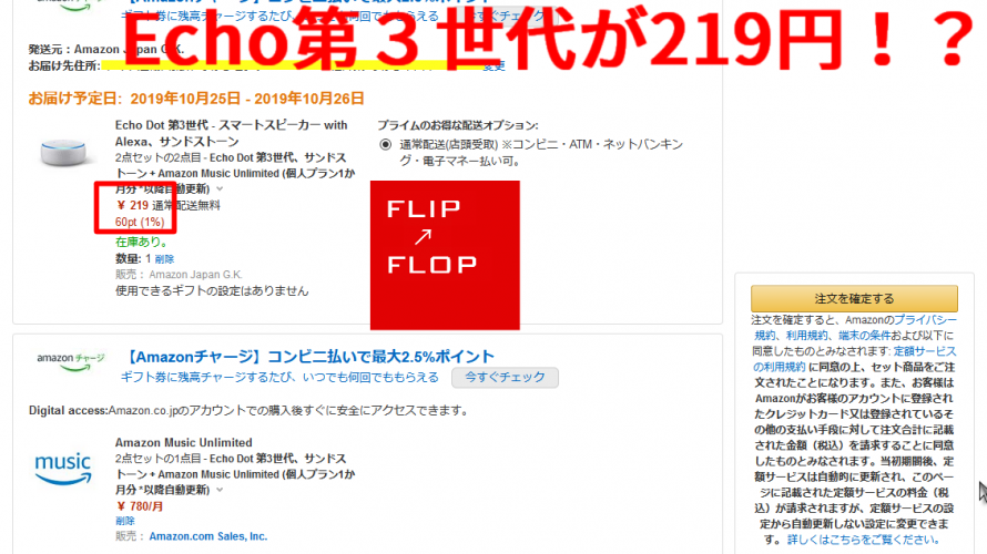 Echo Dot 第3世代投げ売り ホントは219円だった！？